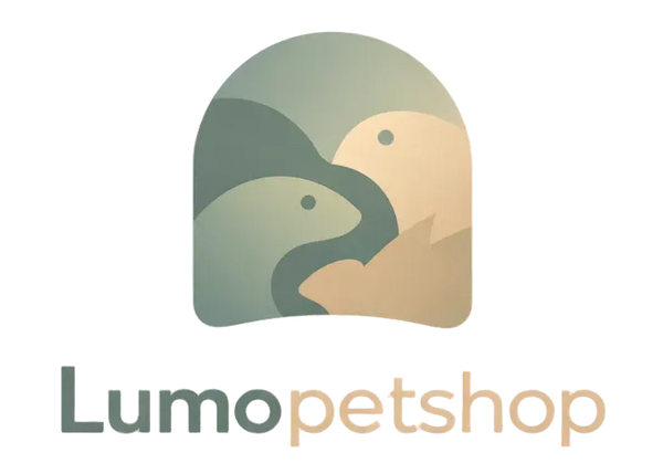 Minimalist logo with abstract birds and text reading 'Lumopetshop' below.