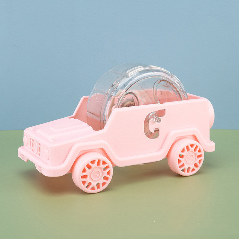 Pink hamster wheel toy shaped like a car for small pet exercise and enrichment
